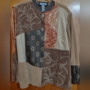 Indigo Moon, Orange Patchwork & Embroidered Vintage Jacket, 1X LIKE NEW